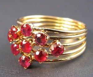 Lady's Ruby & 10k Gold Cocktail Ring Size 8 3/4 US - Picture 1 of 4