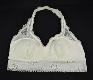 NWT Aerie White Lace Halter Wireless Removeable Pads Bralette Bra Sz L - Picture 1 of 3