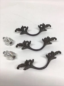 Vintage KBC French Provincial Drawer Pulls & 2 Crystal Knobs - Picture 1 of 7