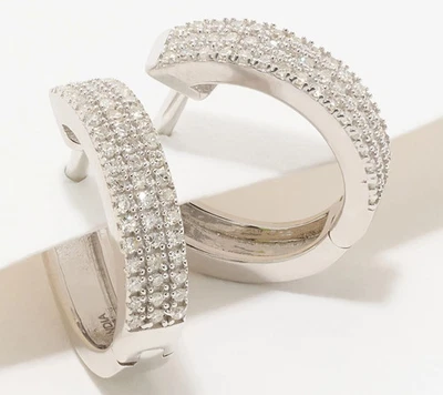 Affinity Diamond Sterling Silver Huggie 0.25 cttw Hoops Earrings - Image 1 of 2