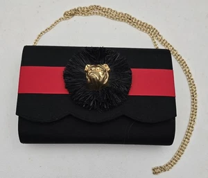 Lisi Lerch Bulldog Raffia Ribbon Purse Black Red Custom MSRP $98 - Picture 1 of 9