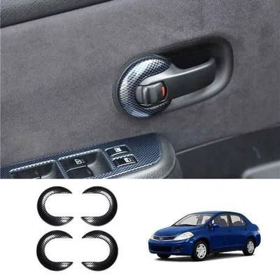 Carbon Fiber Interior Door Handle Cover Trim Fit For Nissan Versa/Tiida 2007-11 Foto 1 de 4