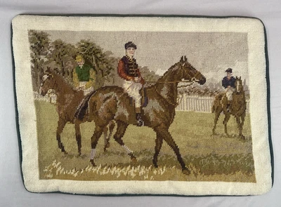 Travesseiro equestre vintage inglês jóquei agulha cavalo de corrida altamente detalhado - Imagem 1 de 4