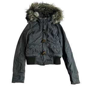 Vintage Y2K Abercrombie And Fitch Women's Fur Lined Jacket Size XLarge Fur Hood - Picture 1 of 14