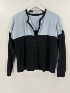 Conjunto Suéter Blusa Cárdigan Karen Lessly Vintage Mujer Grande Azul Gris Años 90 Tejido - Imagen 1 de 22