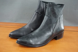 Paul Green Willow Damenstiefel 7,5 US schwarz Leder zum Überziehen Knöchel seitlicher Reißverschluss Block - Bild 1 von 12