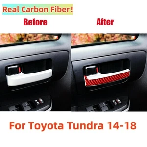 Interior Handle 14-18 Cover Door Toyota Fiber Trim For Tundra Car Real 2X Carbon - Picture 1 of 8