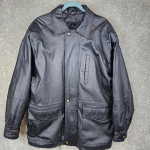NYDA Cappotto Giacca Uomo Medium Vera Pelle Nero Ventilato Full Zip - Foto 1 di 21