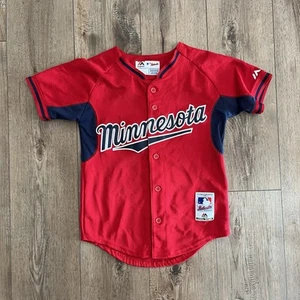 Vintage Majestic Cool Base Minnesota Twins Kids Youth Jersey Size Small 8 Sewn - Picture 1 of 11