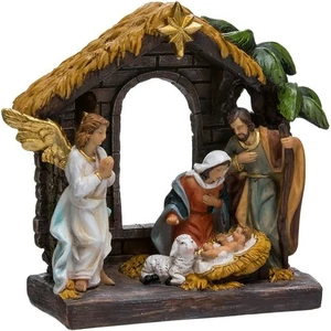 Holy Family Nativity Scene with Angel Christmas Table Piece Figurine 9 Inch New - Picture 1 of 7