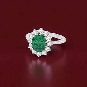 Emerald Gemstone Diamond Engagement Ring 3.60 Ct Oval Lab Grown 950 Platinum - Picture 1 of 8