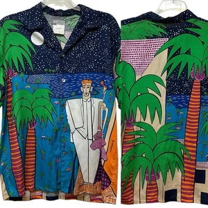 Camicia vintage Esprit Joel Resnicoff retrò pop art con bottoni colletto ad anello taglia M - Foto 1 di 9
