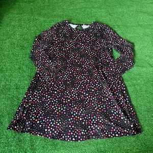 Vestido sin marca línea A manga larga cuello redondo multicolor estampado corazón talla 10 - Imagen 1 de 11