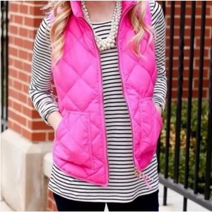 J Crew Womens Neon Pink Quilted Puffer Vest S - Picture 1 of 7