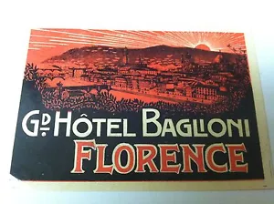 PEGATINA DE VIAJE HOTEL BAGLIONI FLORENCE - Imagen 1 de 1