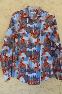 Murano Collezione Mens Large Slim Fit Paisley Bird Dress Shirt - Picture 1 of 7