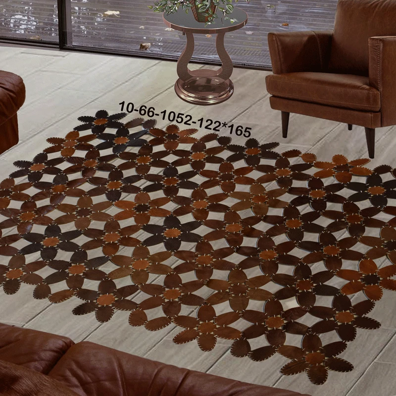Modern floor rugs patchwork cow leather rug Bohemian new rugs 10-66 - Image 1 of 4