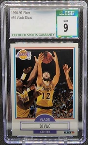 VLADE DIVAC ROOKIE 1990 Fleer Basketball #91 CSG 9 MINT Los Angeles Lakers - Picture 1 of 1