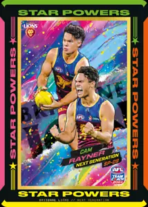 Tarjeta 2024 AFL TEAMCOACH NEON STAR POWERS BRISBANE LIONS Cam Rayner - Código sin usar - Imagen 1 de 2