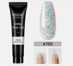 Rosalind Glitter Polygel Acryl Gel Extension Nail Acrylic Builder BIAB 15ml UK - Picture 1 of 7