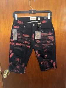 NWT FWRD Denim Black And Red Bermuda Jean Short Size 20 - Bild 1 von 6