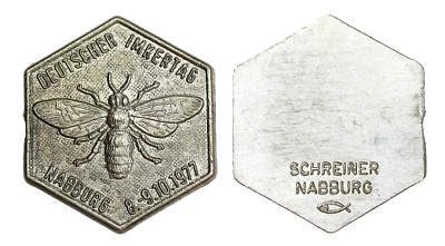 P263, Germany, 1977 Tin Medal, Beekeeper's Day in Nabburg, Bee, Hive, Apiculture - Image 1 of 4