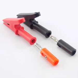 Alligator clip + 4mm Banana Plug Battery test probe Plug Cable Crocodile Clips - Picture 1 of 15