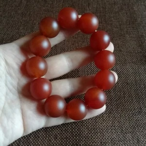 Jade Bracelet Men's 20mm Frosted Beads Old Red Agate Bracelet - Picture 1 of 5