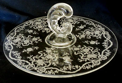 Vintage Fostoria Romance Center Handle Serving Platter Sandwich Cookie Tray 11.5 - Image 1 of 2