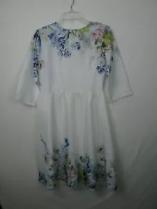 Misslook Damen Gr. S Kleid 3/4 Ärmel Baumwolle & Polyester weiß Blume - Bild 1 von 10