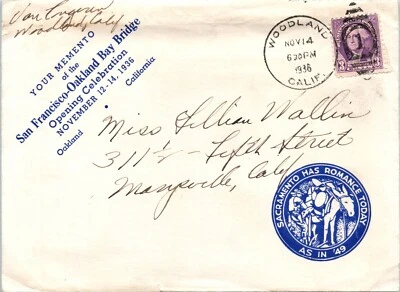 San Francisco Oakland Bay Bridge Opening Celebration Cover November 12-14, 1936 - Image 1 of 2