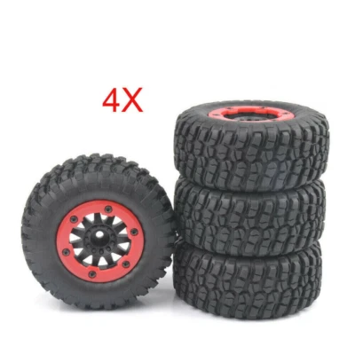 4Pcs 1/10 Gummi Reifen&BeadLock Felgen 12mm Hex Für RC  Modell Auto - Bild 1 von 4
