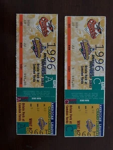 Orioles vs Yankees 1996 Serie Campeón de la Liga Americana. Par de talones de boletos. - Imagen 1 de 2