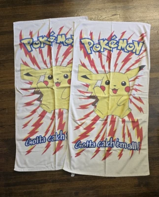 2 Vintage Pokémon Beach Towels 1990s Towel White 27 x 52 inches - Image 1 of 4