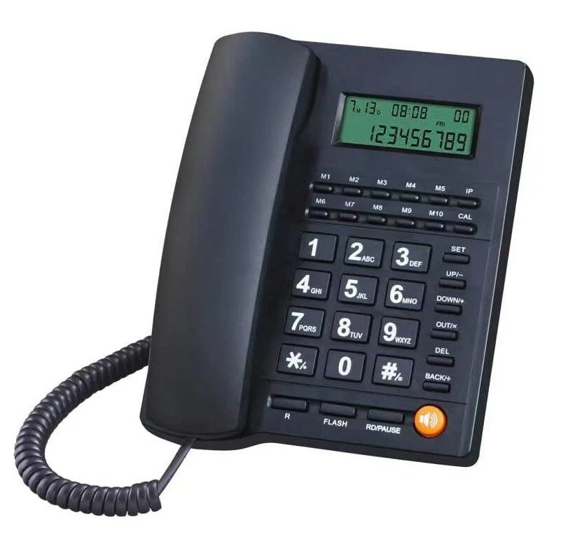 Telefono Fisso con Filo Schermo LCD pulsanti grandi per Casa Hotel Ufficio Nero - Immagine 1 di 1