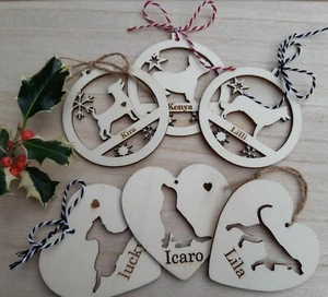 PALLA NATALE PERSONALIZZATA nome CANE legno decorazione albero CUORE PALLINA 8cm - Foto 1 di 12