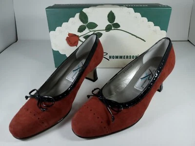 ZAPATOS DESLIZABLES ROS HOMMERSON de colección de gamuza roja talla 7,5 W 2" tacones negros Foto 1 de 4