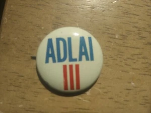 Illinois Pin Back Campaign Adlai Stevenson 3rd Senator Local Button blue letters - Picture 1 of 3