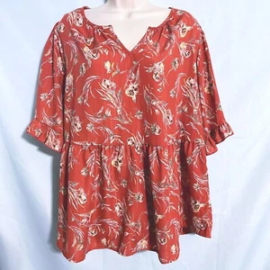 ChicSoul Cute Brown Floral Top Size 1XL - Picture 1 of 4