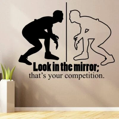 ALL THINGS VALUABLE Look In Mirror Wrestling Quote Vinyl Wall Art Decor Sticker for Home Room Decals
