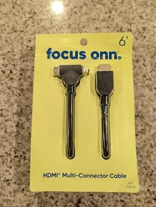 Onn HDMI Multi Connector Cable Mini/Micro 6 feet 1080p - Picture 1 of 5
