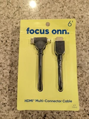 Onn HDMI Multi Connector Cable Mini/Micro 6 feet 1080p - Image 1 of 4