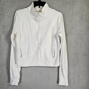 All In Motion 1/2 Zip Jacket Womens Large Zip Pockets Stretch White - Picture 1 of 10
