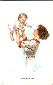 c1910's Mother's Joy Harrison Signed Artist Vintage Postcard KC18 - Picture 1 of 2