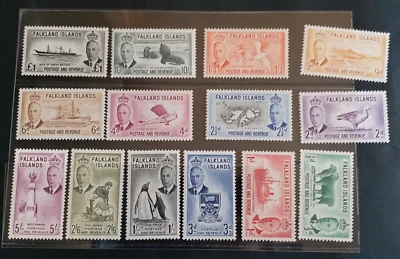 FALKLAND ISLANDS 1952 KG VI 1/2d to £1 SG 172 - 185 Sc 107 - 120 set 14 MNH - Image 1 of 2