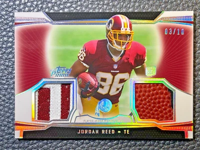 2013 Topps Prime Dual Relics SILVER 03/10 Jordan Reed #DR-JRE Rookie RC - Image 1 of 2