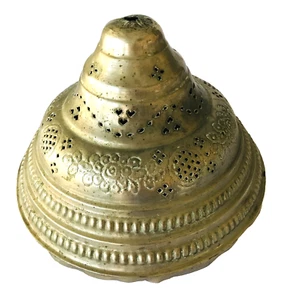 Rustic Perforated Metal Lamp Cover Brass with Patina with Dents & Distress - Picture 1 of 5