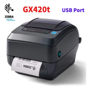 Zebra GX420T Thermal Barcode Label Printer 203dpi  With USB Cable and Adapter - Bild 1 von 5