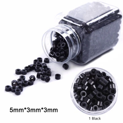 3MM 5MM 6MM Micro Ring I Tip/Micro Loop Ring Hair Extension Nano Beads Silicone - Image 1 of 4