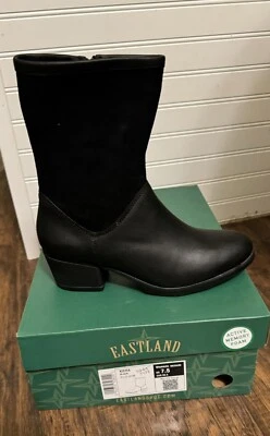 BOTAS NUEVAS EASTLAND KIERA MUJER CUERO NEGRO Y GAMUZA CREMALLERA TALLA: 7,5 M Foto 1 de 4